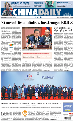 Prima pagina China Daily (Hong Kong) di oggi - Quotidiano estero