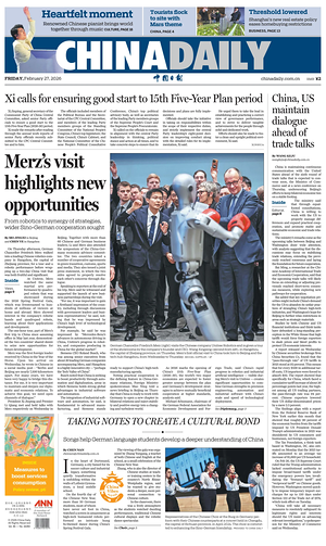 Prima pagina China Daily di oggi - Quotidiano estero