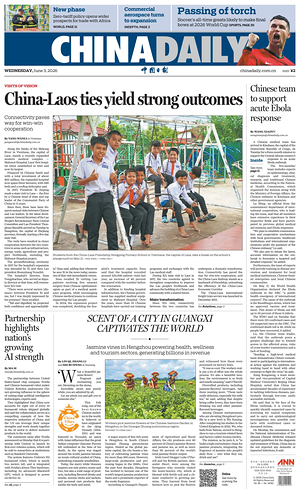 Prima pagina China Daily di oggi - Quotidiano estero