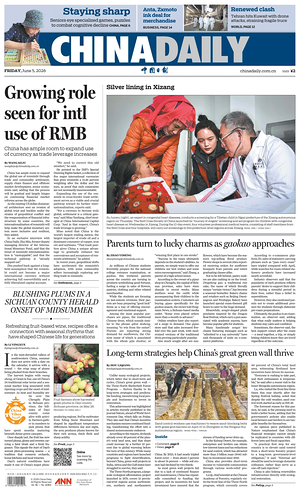 Prima pagina China Daily di oggi - Quotidiano estero