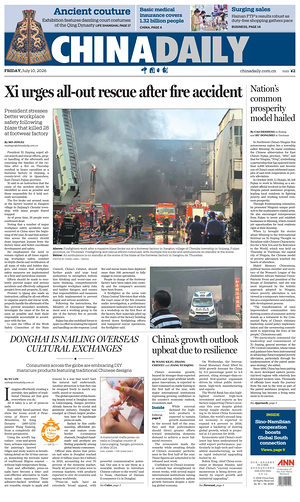 Prima pagina China Daily di oggi - Quotidiano estero