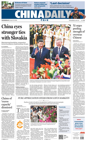 Prima pagina China Daily di oggi - Quotidiano estero