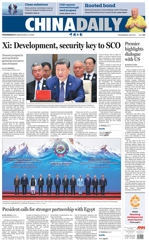 Prima pagina China Daily di oggi - Quotidiano estero