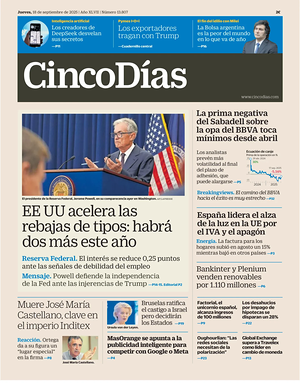 Prima pagina Cinco Días di oggi - Quotidiano finanza
