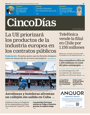 Prima pagina Cinco Días di oggi - Quotidiano finanza