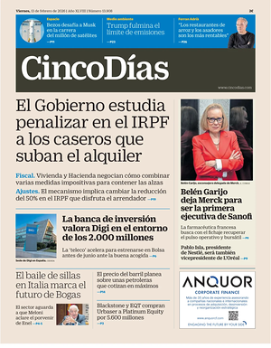 Prima pagina Cinco Días di oggi - Quotidiano finanza