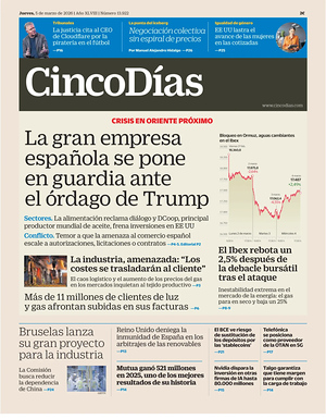 Prima pagina Cinco Días di oggi - Quotidiano finanza