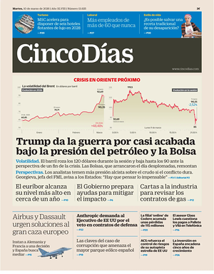 Prima pagina Cinco Días di oggi - Quotidiano finanza