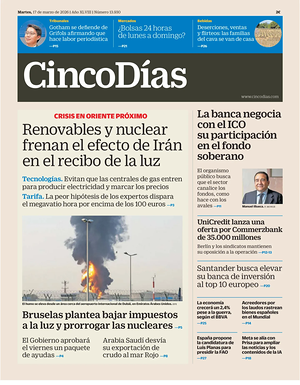 Prima pagina Cinco Días di oggi - Quotidiano finanza
