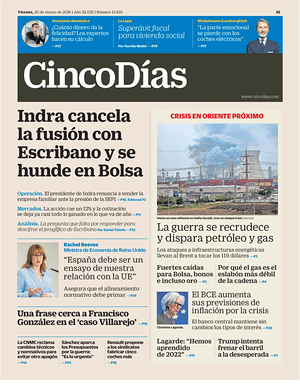Prima pagina Cinco Días di oggi - Quotidiano finanza