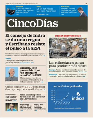Prima pagina Cinco Días di oggi - Quotidiano finanza