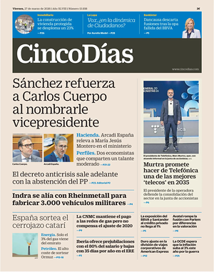 Prima pagina Cinco Días di oggi - Quotidiano finanza