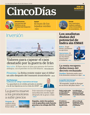 Prima pagina Cinco Días di oggi - Quotidiano finanza
