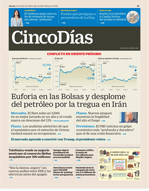 Prima pagina Cinco Días di oggi - Quotidiano finanza