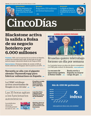 Prima pagina Cinco Días di oggi - Quotidiano finanza