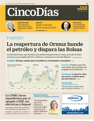 Prima pagina Cinco Días di oggi - Quotidiano finanza