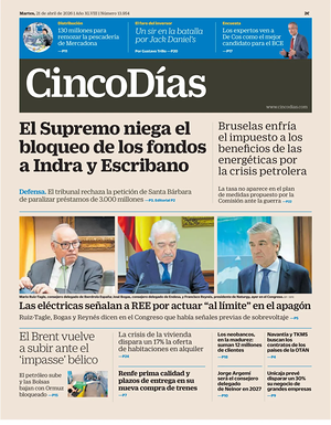 Prima pagina Cinco Días di oggi - Quotidiano finanza