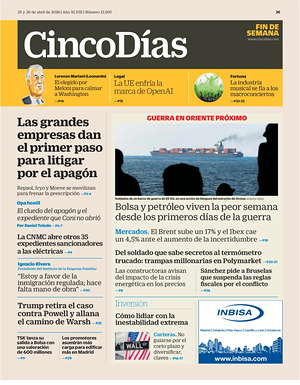 Prima pagina Cinco Días di oggi - Quotidiano finanza