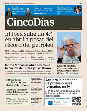 Prima pagina Cinco Días di oggi - Quotidiano finanza