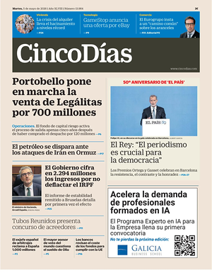 Prima pagina Cinco Días di oggi - Quotidiano finanza