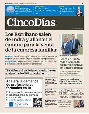 Prima pagina Cinco Días di oggi - Quotidiano finanza