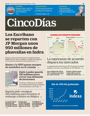 Prima pagina Cinco Días di oggi - Quotidiano finanza