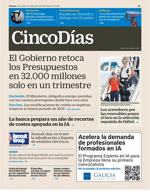 Prima pagina Cinco Días di oggi - Quotidiano finanza