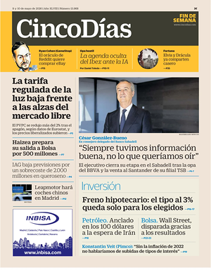 Prima pagina Cinco Días di oggi - Quotidiano finanza