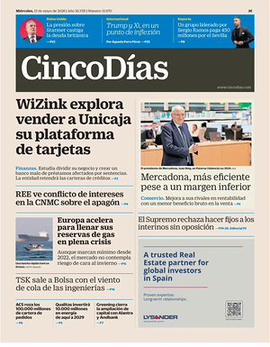 Prima pagina Cinco Días di oggi - Quotidiano finanza