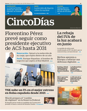 Prima pagina Cinco Días di oggi - Quotidiano finanza