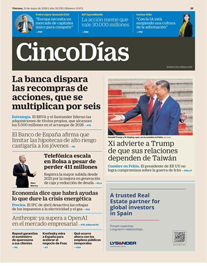Prima pagina Cinco Días di oggi - Quotidiano finanza