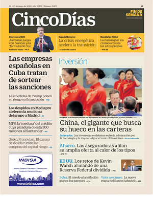 Prima pagina Cinco Días di oggi - Quotidiano finanza