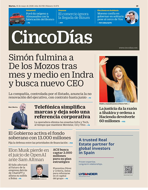 Prima pagina Cinco Días di oggi - Quotidiano finanza