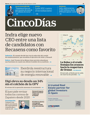 Prima pagina Cinco Días di oggi - Quotidiano finanza