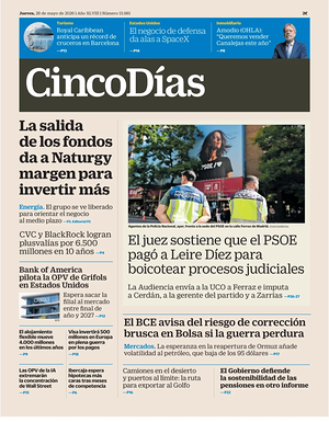 Prima pagina Cinco Días di oggi - Quotidiano finanza