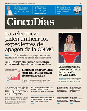 Prima pagina Cinco Días di oggi - Quotidiano finanza