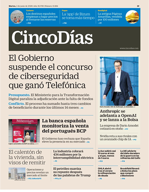 Prima pagina Cinco Días di oggi - Quotidiano finanza