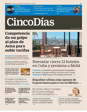 Prima pagina Cinco Días di oggi - Quotidiano finanza