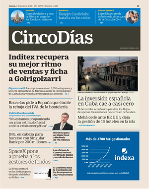 Prima pagina Cinco Días di oggi - Quotidiano finanza