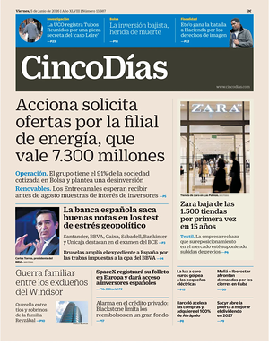 Prima pagina Cinco Días di oggi - Quotidiano finanza