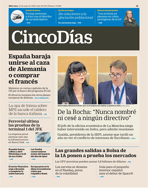 Prima pagina Cinco Días di oggi - Quotidiano finanza