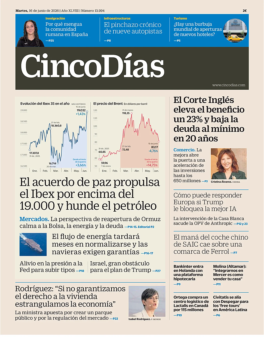 Portada Cinco Días de hoy - Quiosco 16 junio 2026