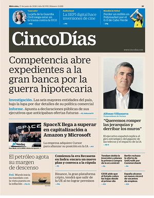 Prima pagina Cinco Días di oggi - Quotidiano finanza