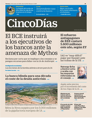 Prima pagina Cinco Días di oggi - Quotidiano finanza