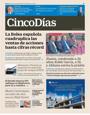 Prima pagina Cinco Días di oggi - Quotidiano finanza