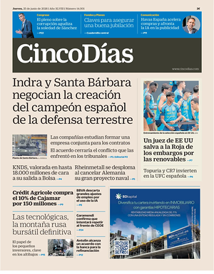 Prima pagina Cinco Días di oggi - Quotidiano finanza