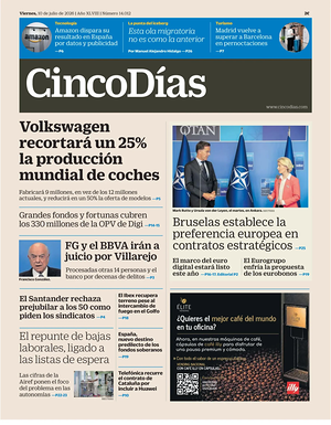 Prima pagina Cinco Días di oggi - Quotidiano finanza