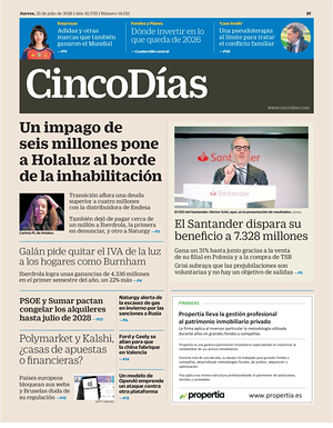 Prima pagina Cinco Días di oggi - Quotidiano finanza