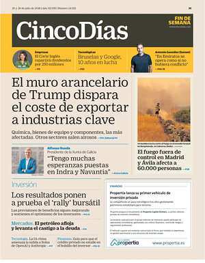 Prima pagina Cinco Días di oggi - Quotidiano finanza