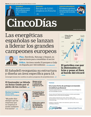 Prima pagina Cinco Días di oggi - Quotidiano finanza